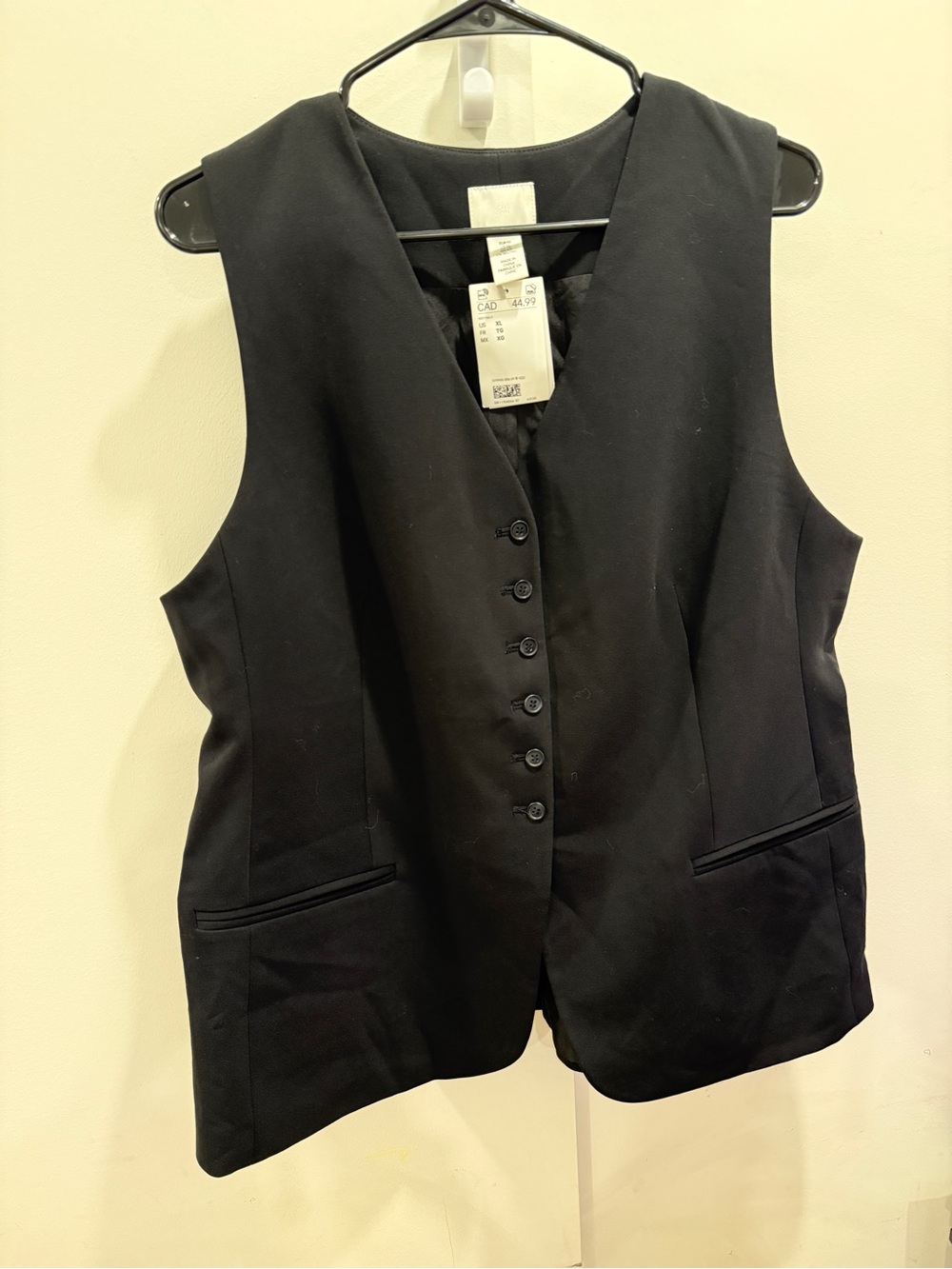 H&M Black Tailored Women's Vest with Button Front 🆕
